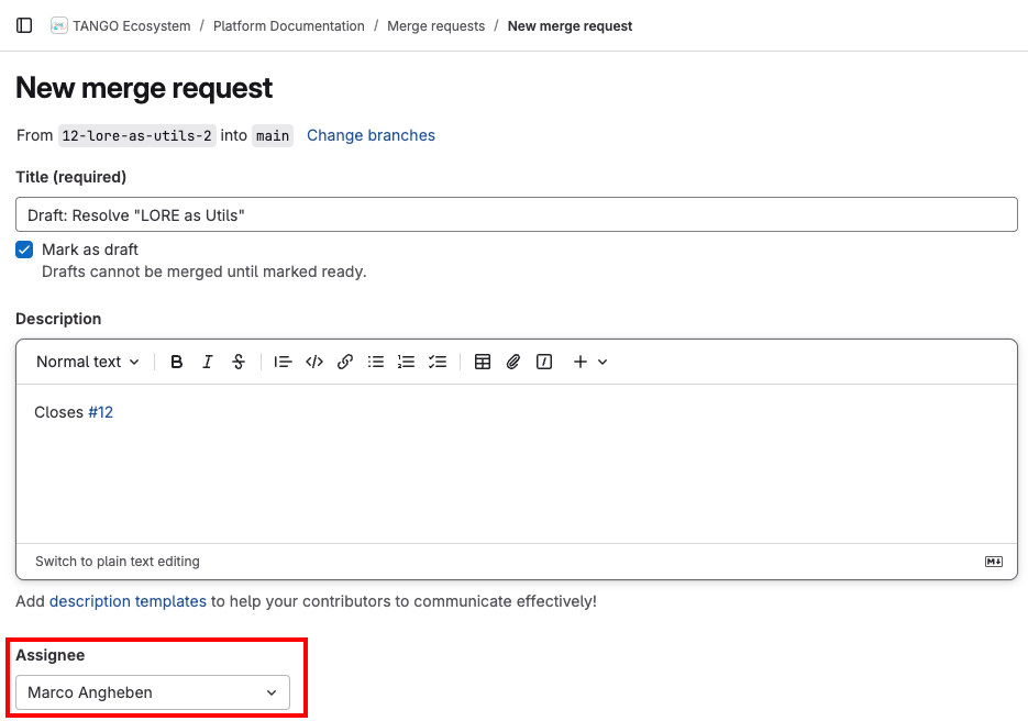 Set Merge Request properties