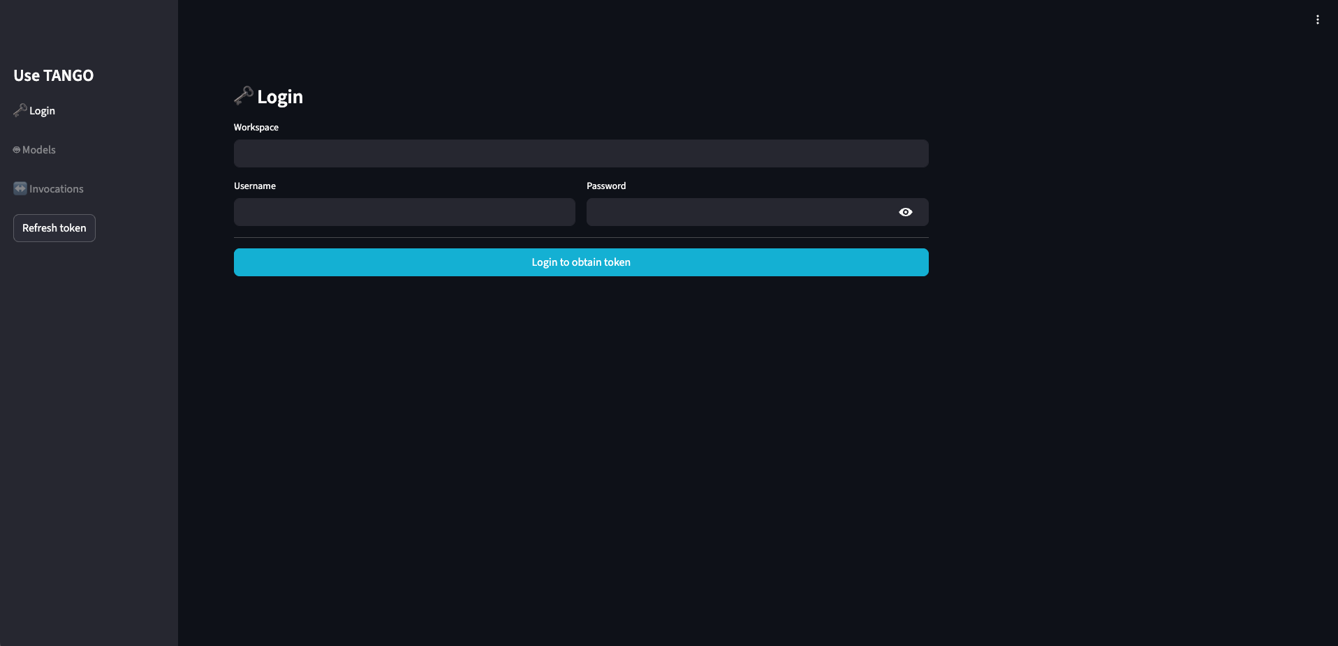 Showcase login screen Login screen