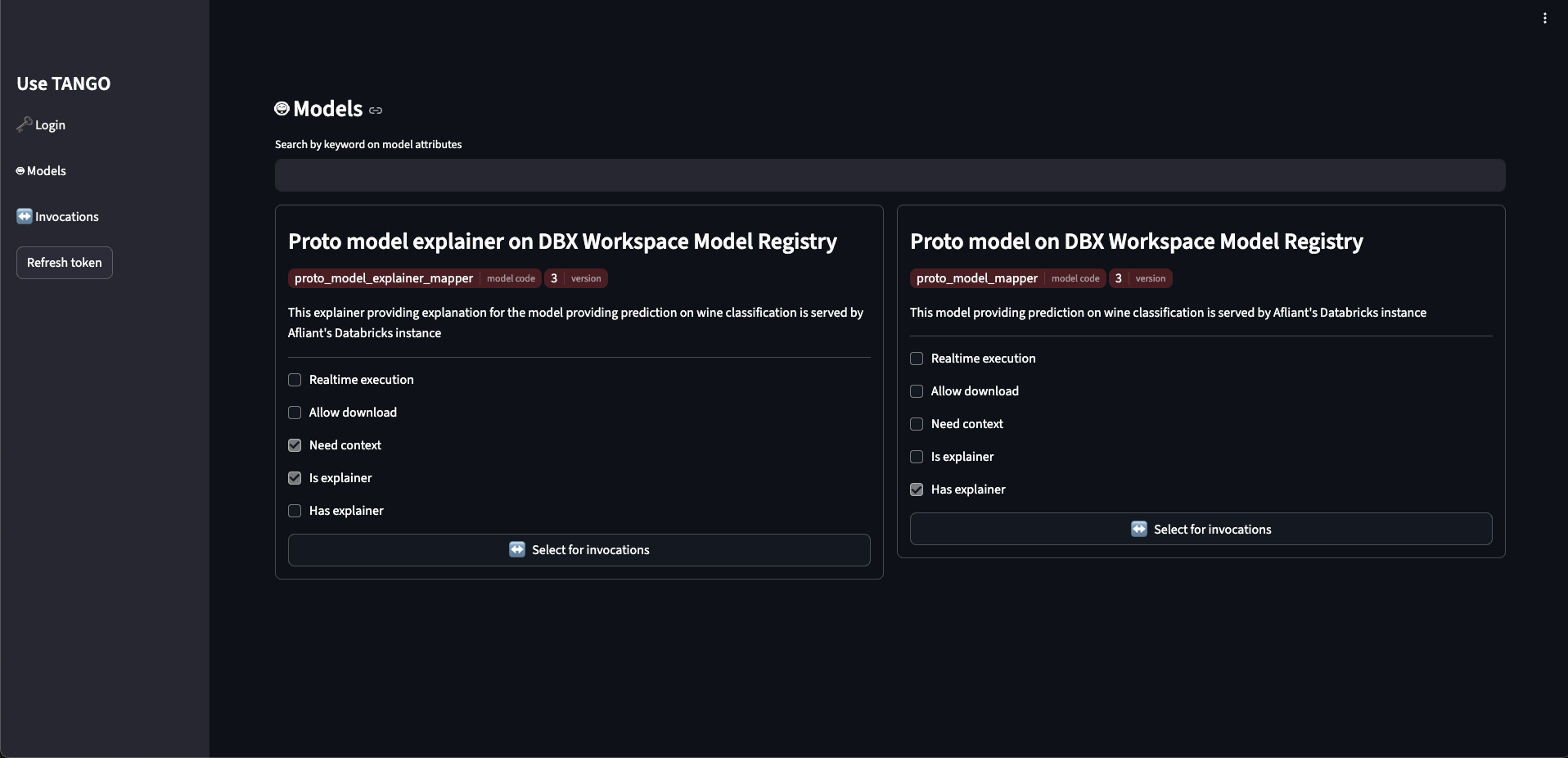 Available models list Model list